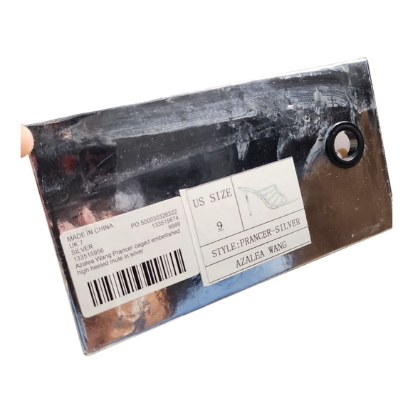 NWB Azalea Wang Heels Prancer Silver embellished sandals Sz 9 Rhinestones Party - Picture 3 of 13